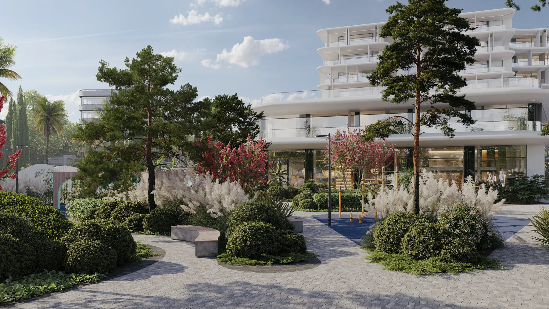 Ландшафт и архитектура Mandarin Garden в центре Адлера